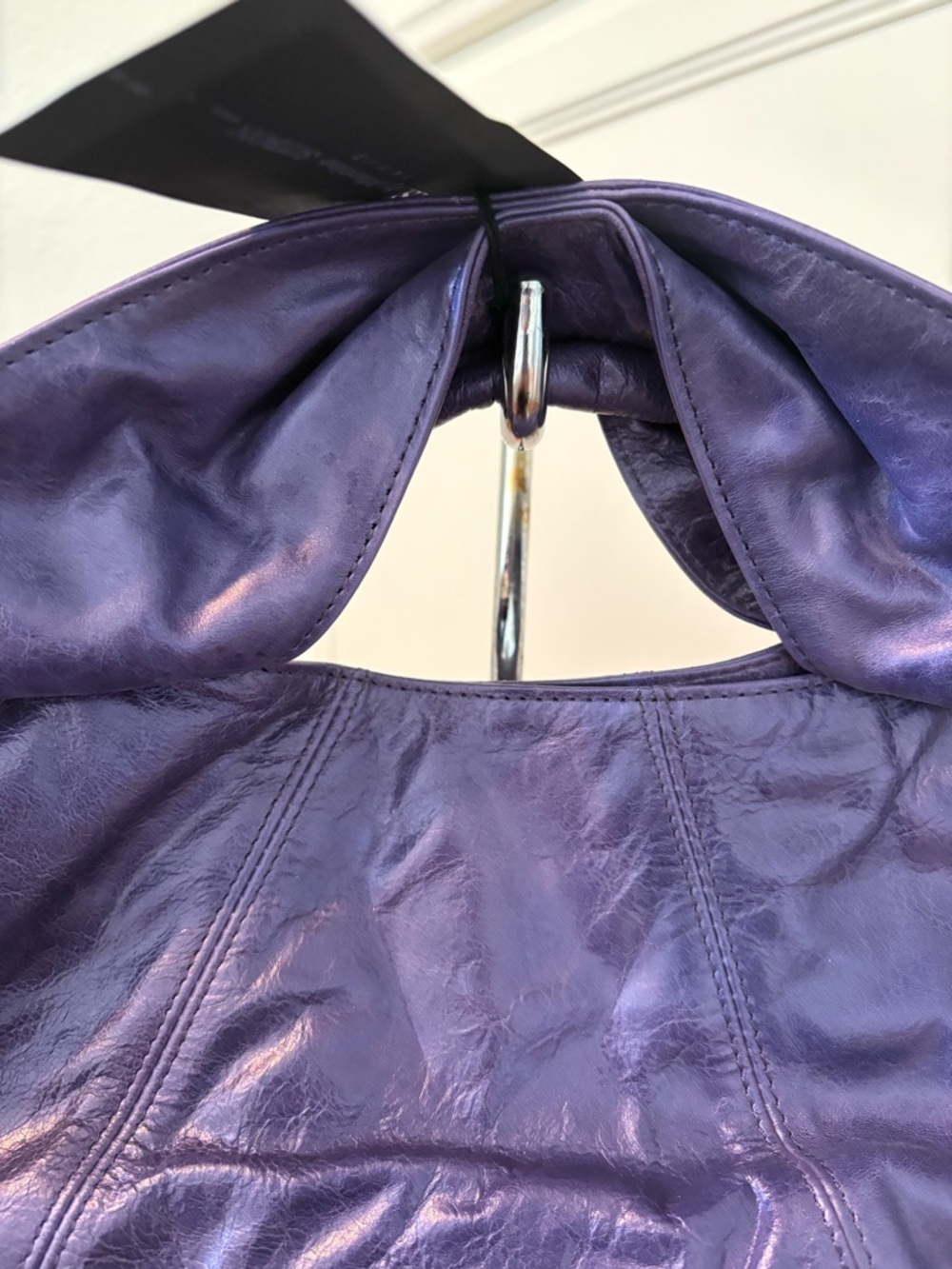 Soft Purple Leather Hobo Shoulder Bag - Picture 3 of 5
